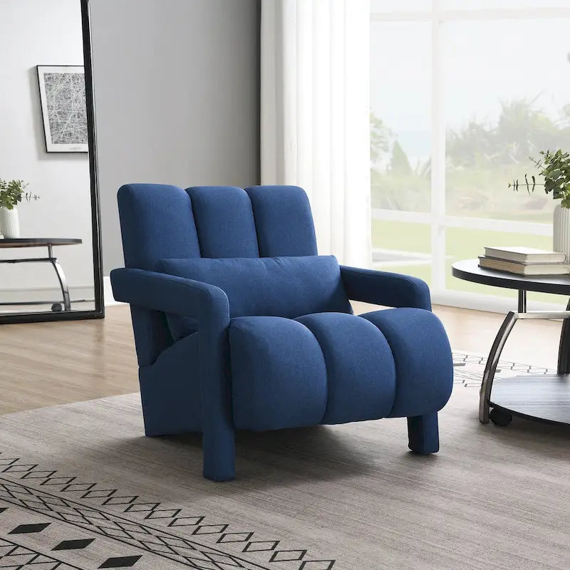 Fauteuil d'appoint moderne bleu marine de 27,5 po avec oreiller