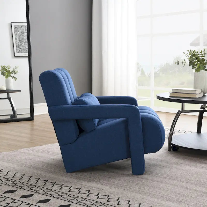 Fauteuil d'appoint moderne bleu marine de 27,5 po avec oreiller