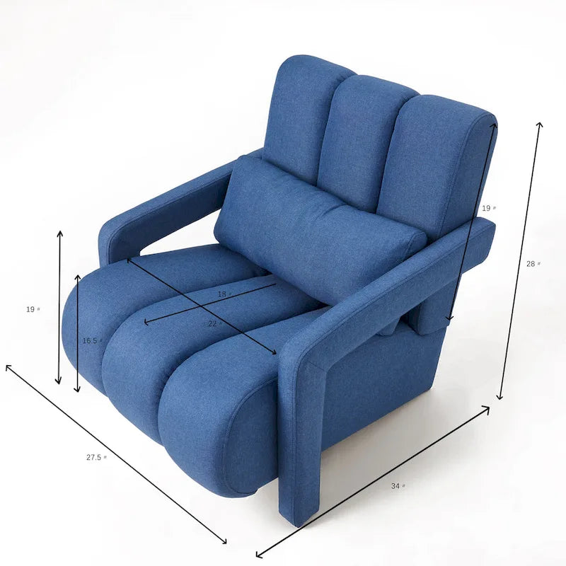 Fauteuil d'appoint moderne bleu marine de 27,5 po avec oreiller