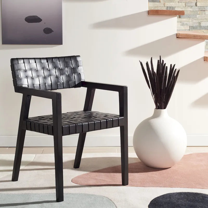Chaise de salle à manger en cuir tressé