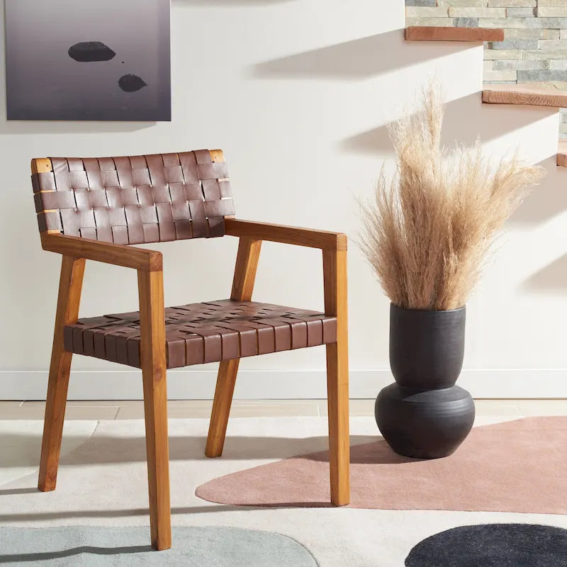 Chaise de salle à manger en cuir tressé