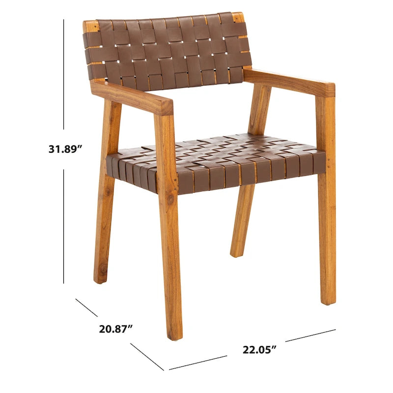 Chaise de salle à manger en cuir tressé