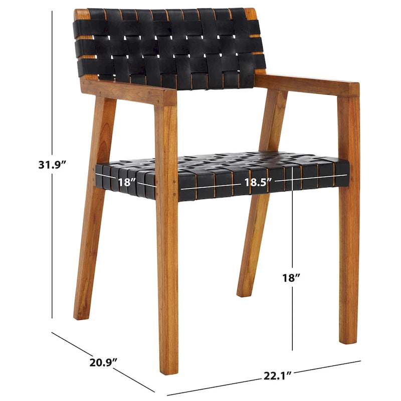 Chaise de salle à manger en cuir tressé