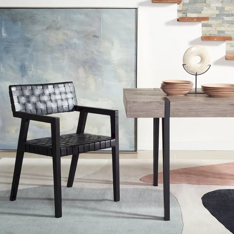 Chaise de salle à manger en cuir tressé