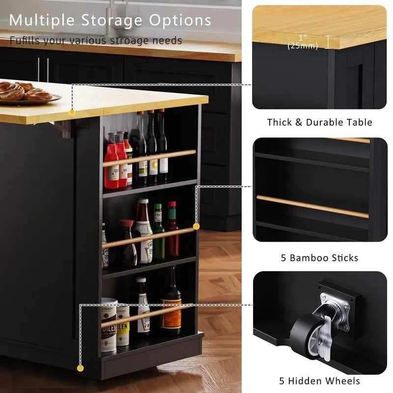 Grand îlot de cuisine de 135 cm avec abattant