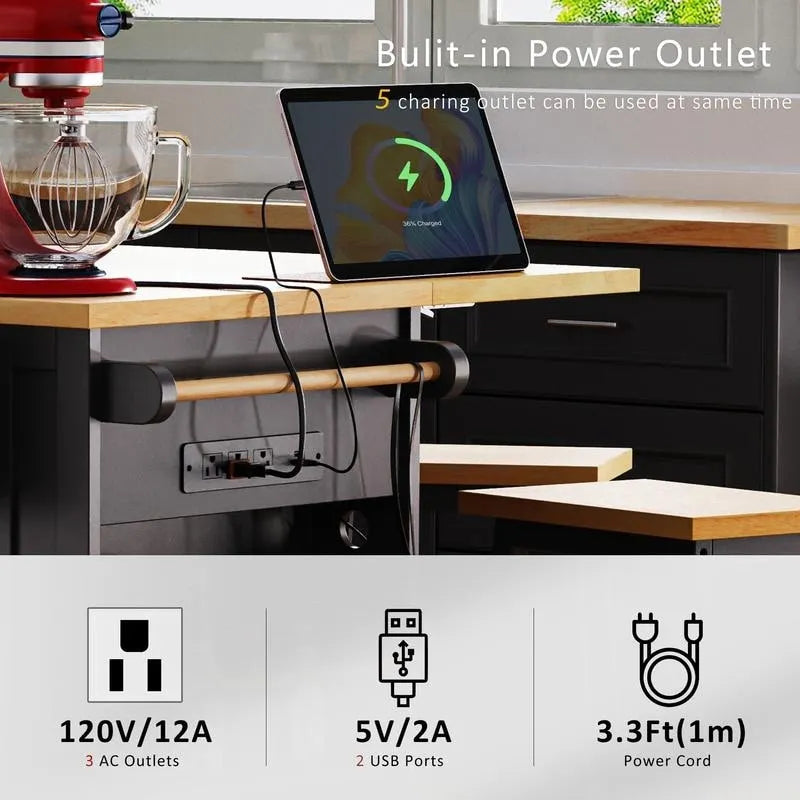 Grand îlot de cuisine de 135 cm avec abattant
