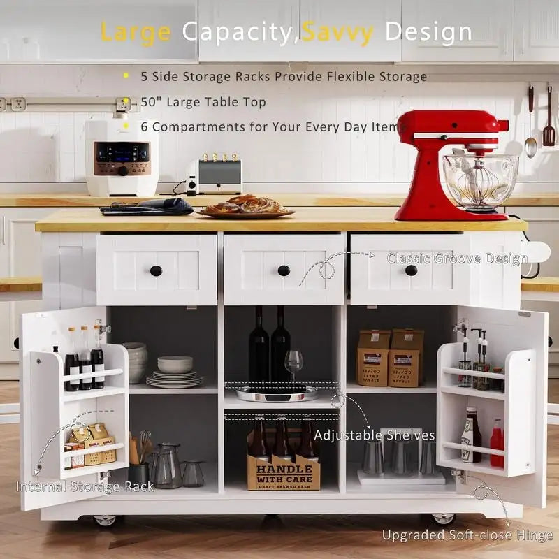 Grand îlot de cuisine de 135 cm avec abattant