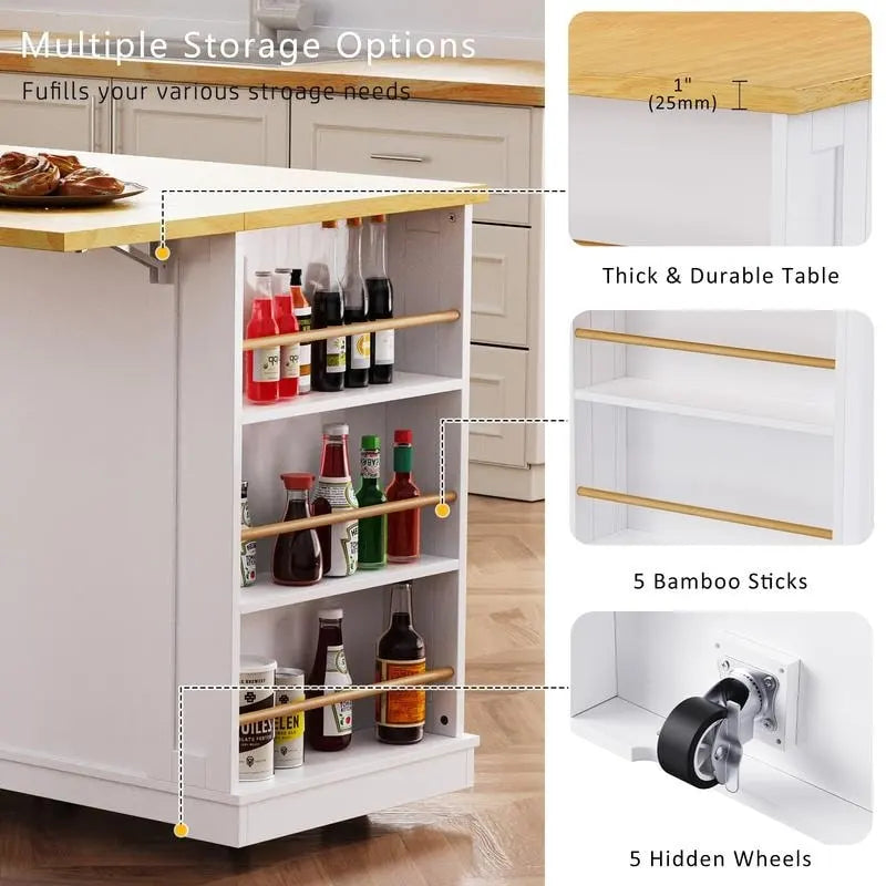 Grand îlot de cuisine de 135 cm avec abattant