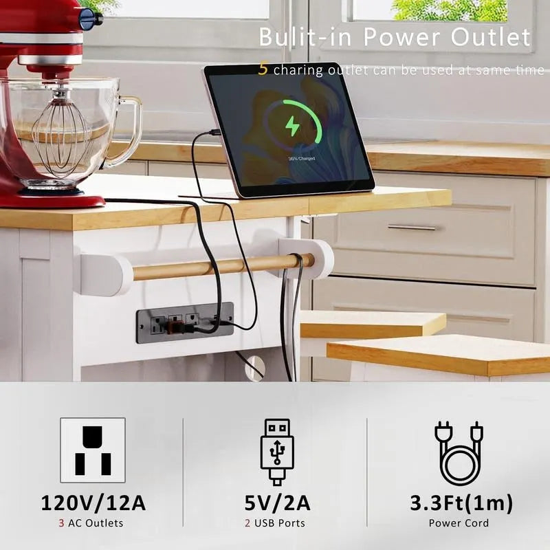 Grand îlot de cuisine de 135 cm avec abattant