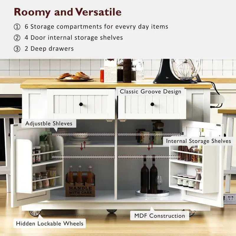 Grand îlot de cuisine de 135 cm avec abattant