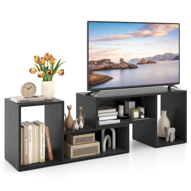 2 supports TV réglables avec étagères de rangement pour téléviseurs jusqu'à 55 pouces - Voir détails