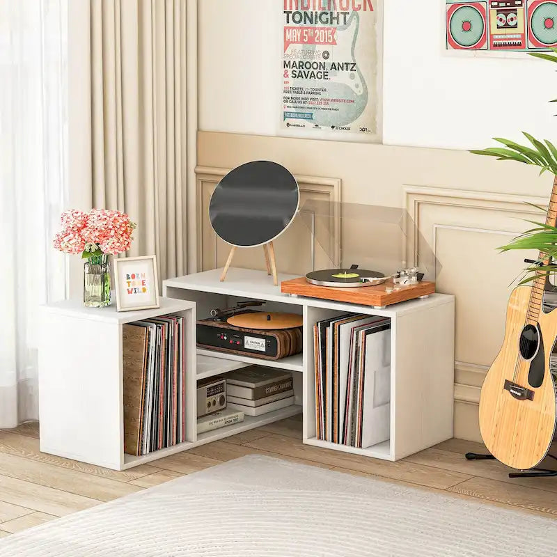 2 supports TV réglables avec étagères de rangement pour téléviseurs jusqu'à 55 pouces - Voir détails