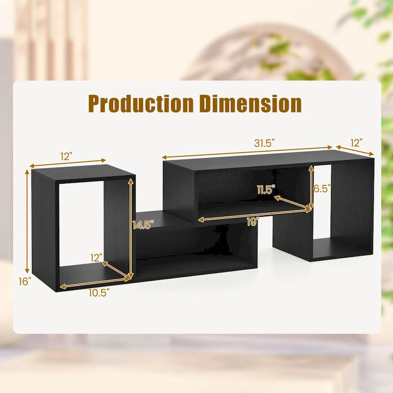 2 supports TV réglables avec étagères de rangement pour téléviseurs jusqu'à 55 pouces - Voir détails