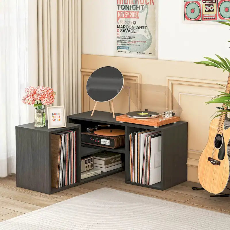 2 supports TV réglables avec étagères de rangement pour téléviseurs jusqu'à 55 pouces - Voir détails