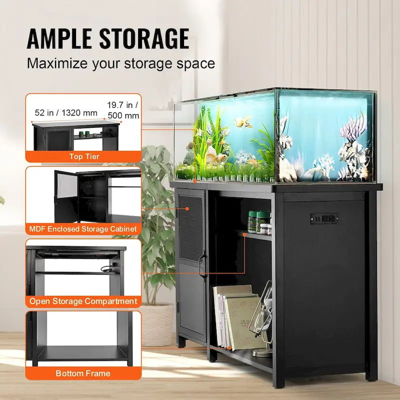 Meuble pour aquarium ou terrarium avec rangements, placard et kit de quincaillerie
