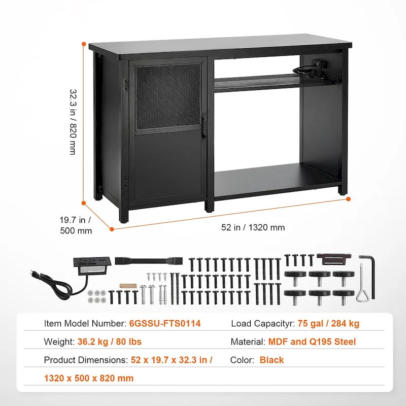 Meuble pour aquarium ou terrarium avec rangements, placard et kit de quincaillerie