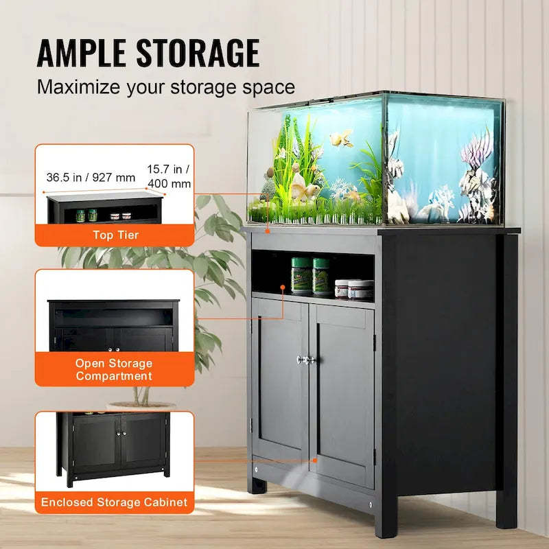 Meuble pour aquarium ou terrarium avec rangements, placard et kit de quincaillerie