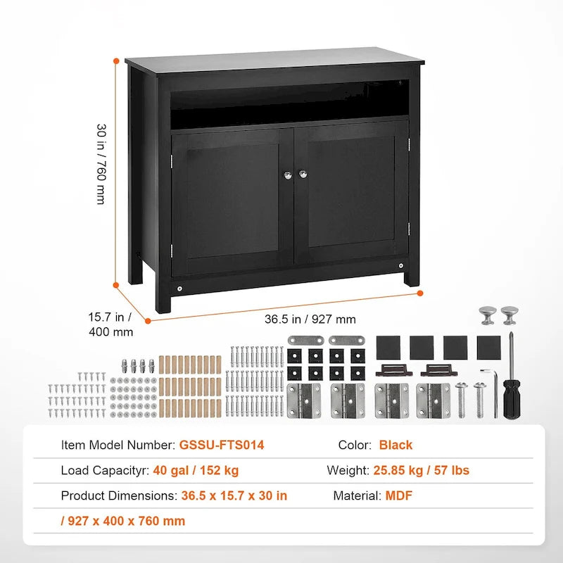 Meuble pour aquarium ou terrarium avec rangements, placard et kit de quincaillerie
