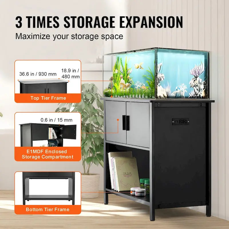 Meuble pour aquarium ou terrarium avec rangements, placard et kit de quincaillerie