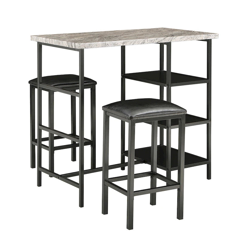 Comptoir de bar et chaises en faux marbre