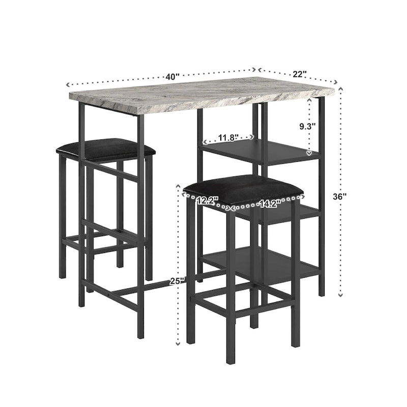 Comptoir de bar et chaises en faux marbre