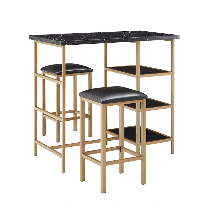 Comptoir de bar et chaises en faux marbre