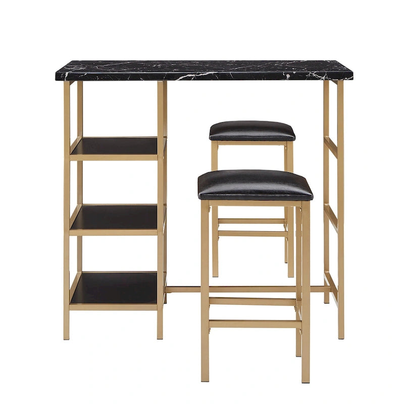Comptoir de bar et chaises en faux marbre