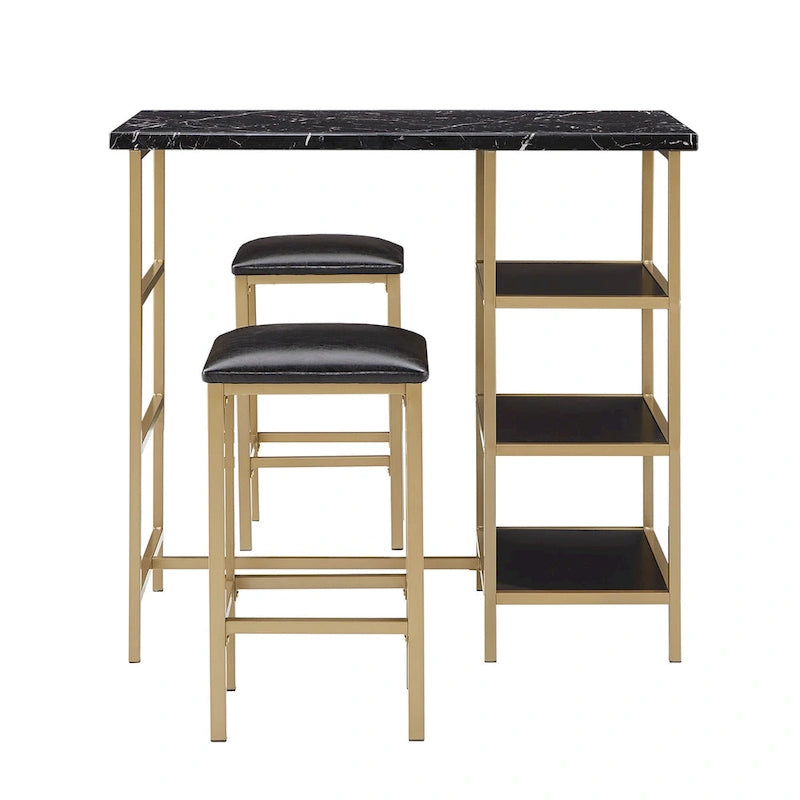 Comptoir de bar et chaises en faux marbre