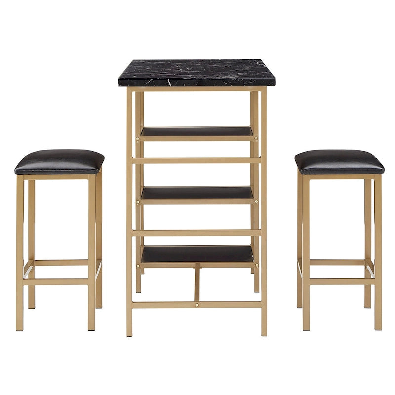 Comptoir de bar et chaises en faux marbre
