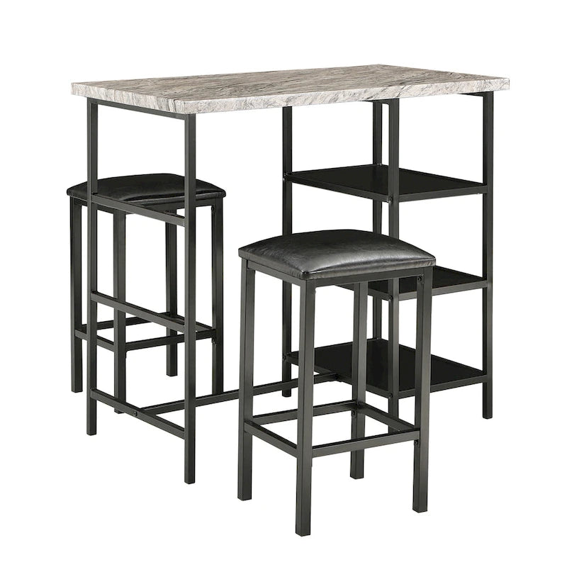 Comptoir de bar et chaises en faux marbre