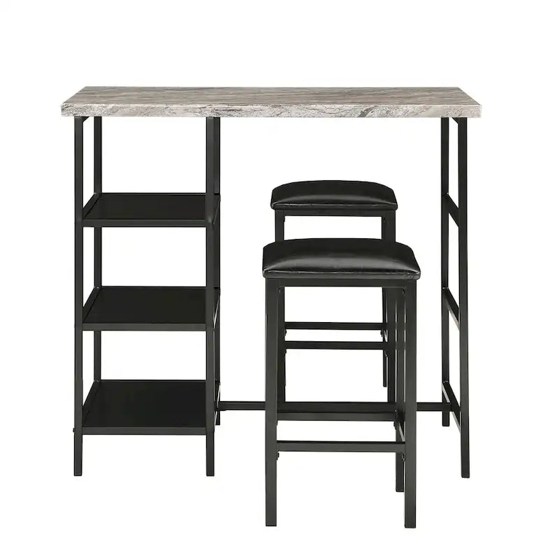 Comptoir de bar et chaises en faux marbre