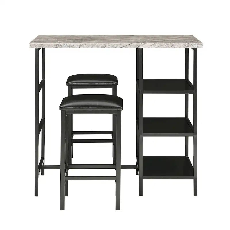 Comptoir de bar et chaises en faux marbre