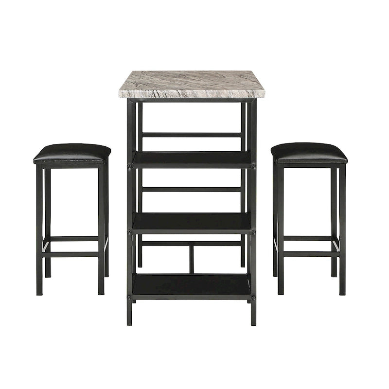 Comptoir de bar et chaises en faux marbre