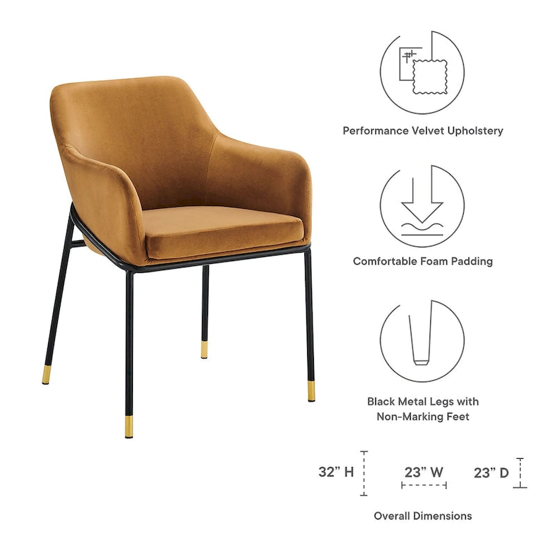 Fauteuil de salle à manger en velours