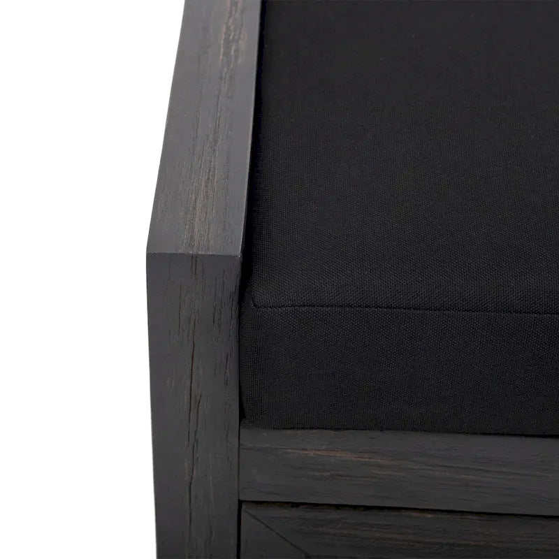 Modern Acacia Wood Storage Bench With Cushions