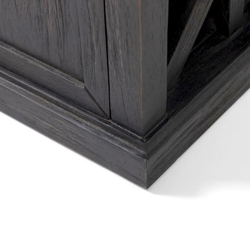 Modern Acacia Wood Storage Bench With Cushions