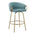 Tabouret de bar doré à hauteur fixe avec repose-pieds rond doré (Lot de 2)