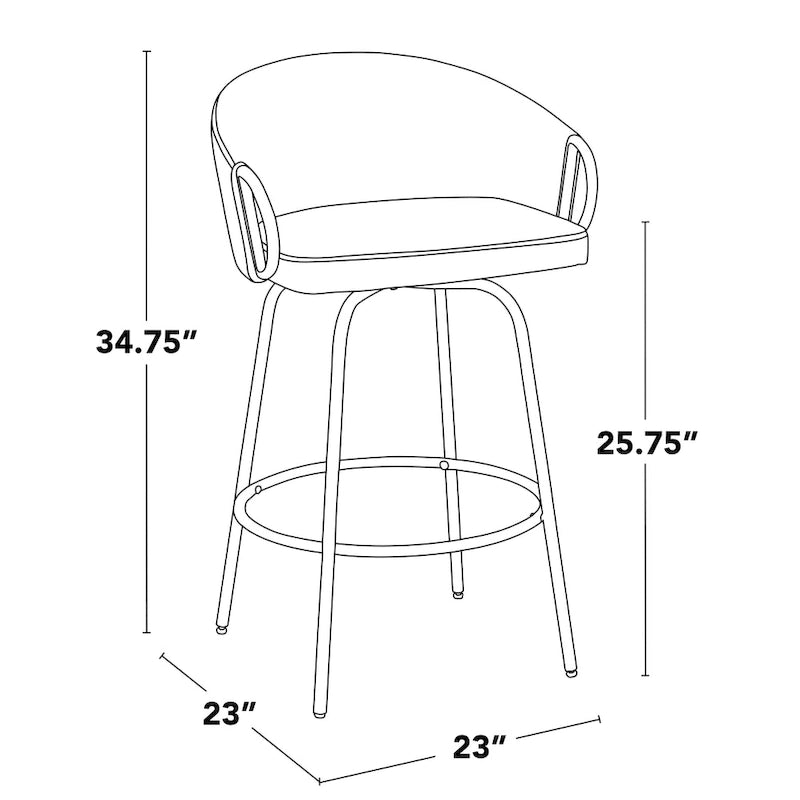 Tabouret de bar doré à hauteur fixe avec repose-pieds rond doré (Lot de 2)