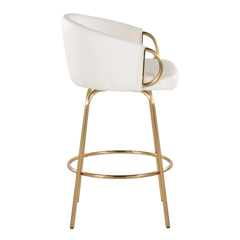 Tabouret de bar doré à hauteur fixe avec repose-pieds rond doré (Lot de 2)