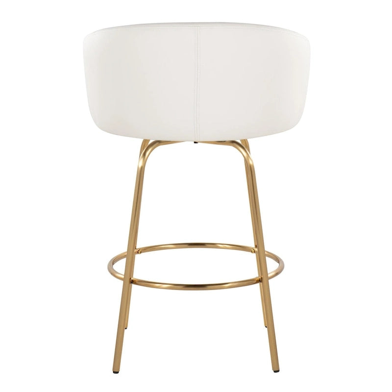 Tabouret de bar doré à hauteur fixe avec repose-pieds rond doré (Lot de 2)