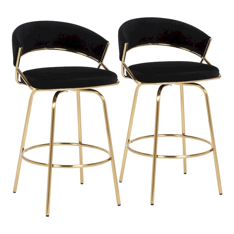 26 Tabourets de comptoir rembourrés avec pieds en métal (Lot de 2)