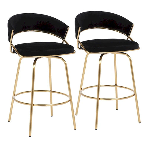 26 Tabourets de comptoir rembourrés avec pieds en métal (Lot de 2)
