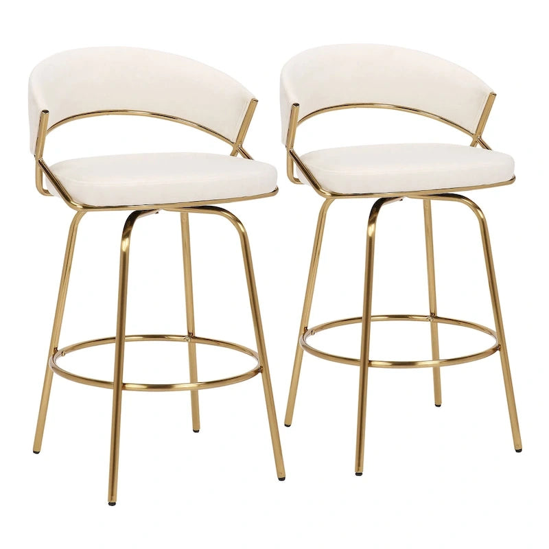 26 Tabourets de comptoir rembourrés avec pieds en métal (Lot de 2)