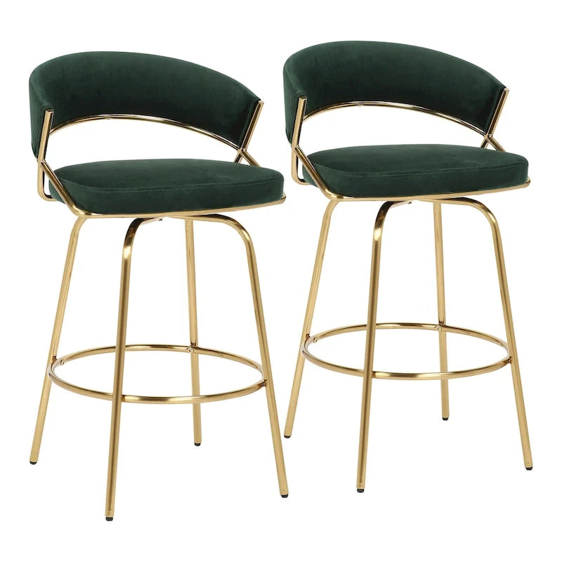 26 Tabourets de comptoir rembourrés avec pieds en métal (Lot de 2)