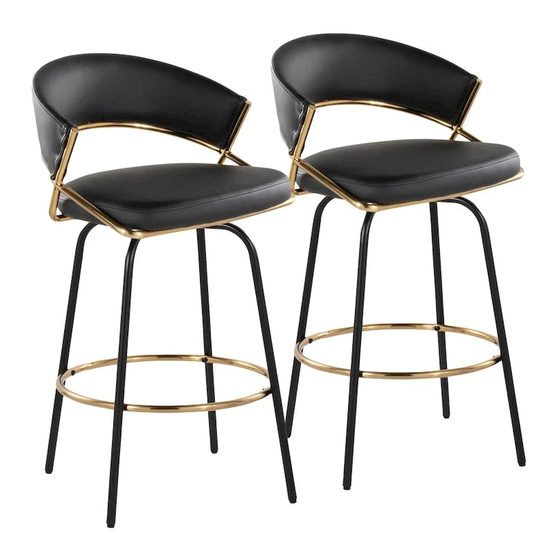 26 Tabourets de comptoir rembourrés avec pieds en métal (Lot de 2)