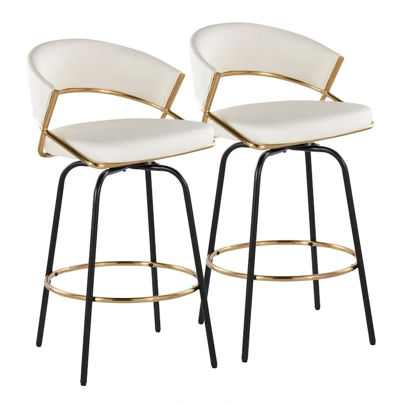 26 Tabourets de comptoir rembourrés avec pieds en métal (Lot de 2)