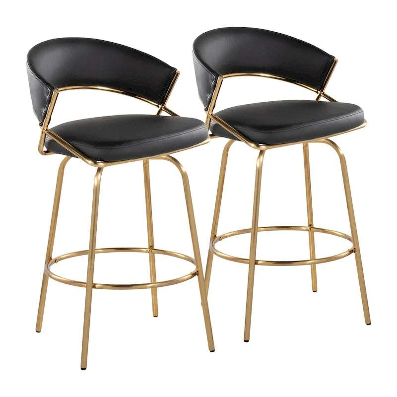 26 Tabourets de comptoir rembourrés avec pieds en métal (Lot de 2)