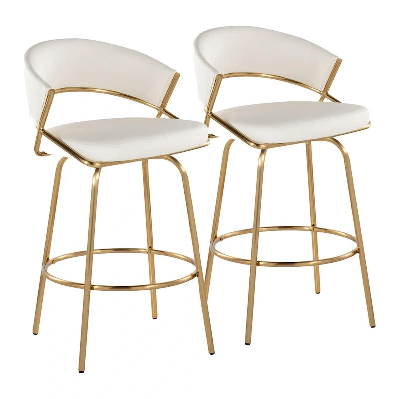 26 Tabourets de comptoir rembourrés avec pieds en métal (Lot de 2)