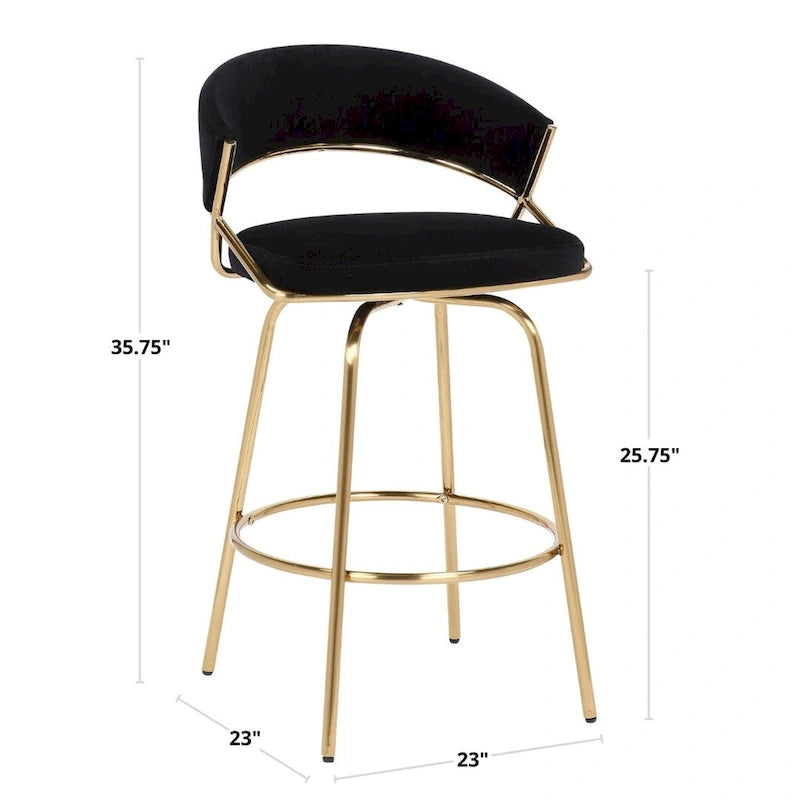 26 Tabourets de comptoir rembourrés avec pieds en métal (Lot de 2)