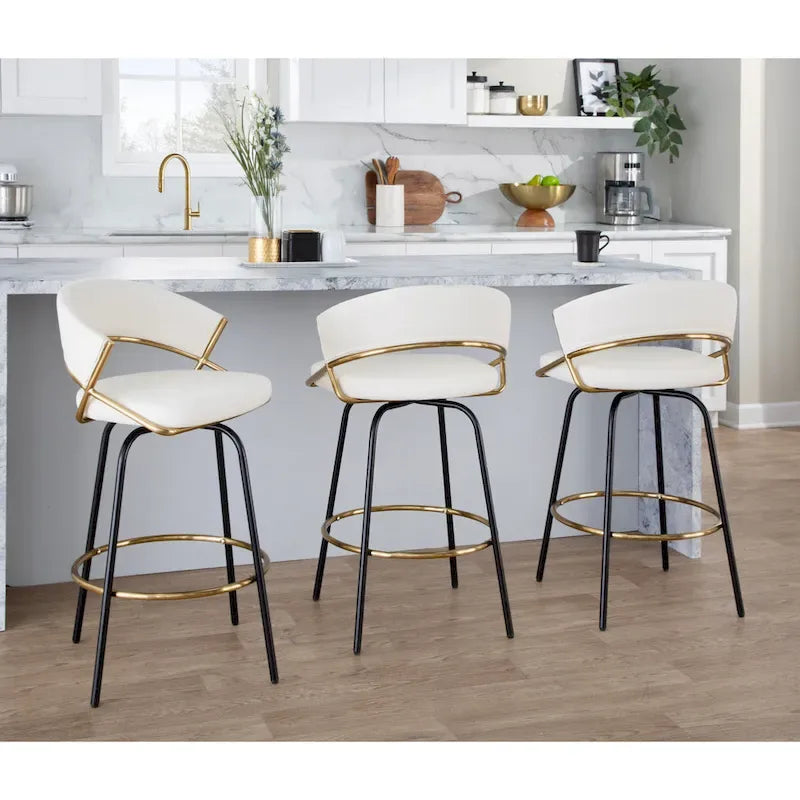 26 Tabourets de comptoir rembourrés avec pieds en métal (Lot de 2)